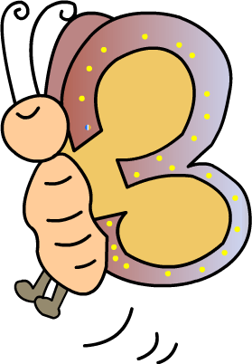 Number Shape for "3" mnemonic: Butterfly